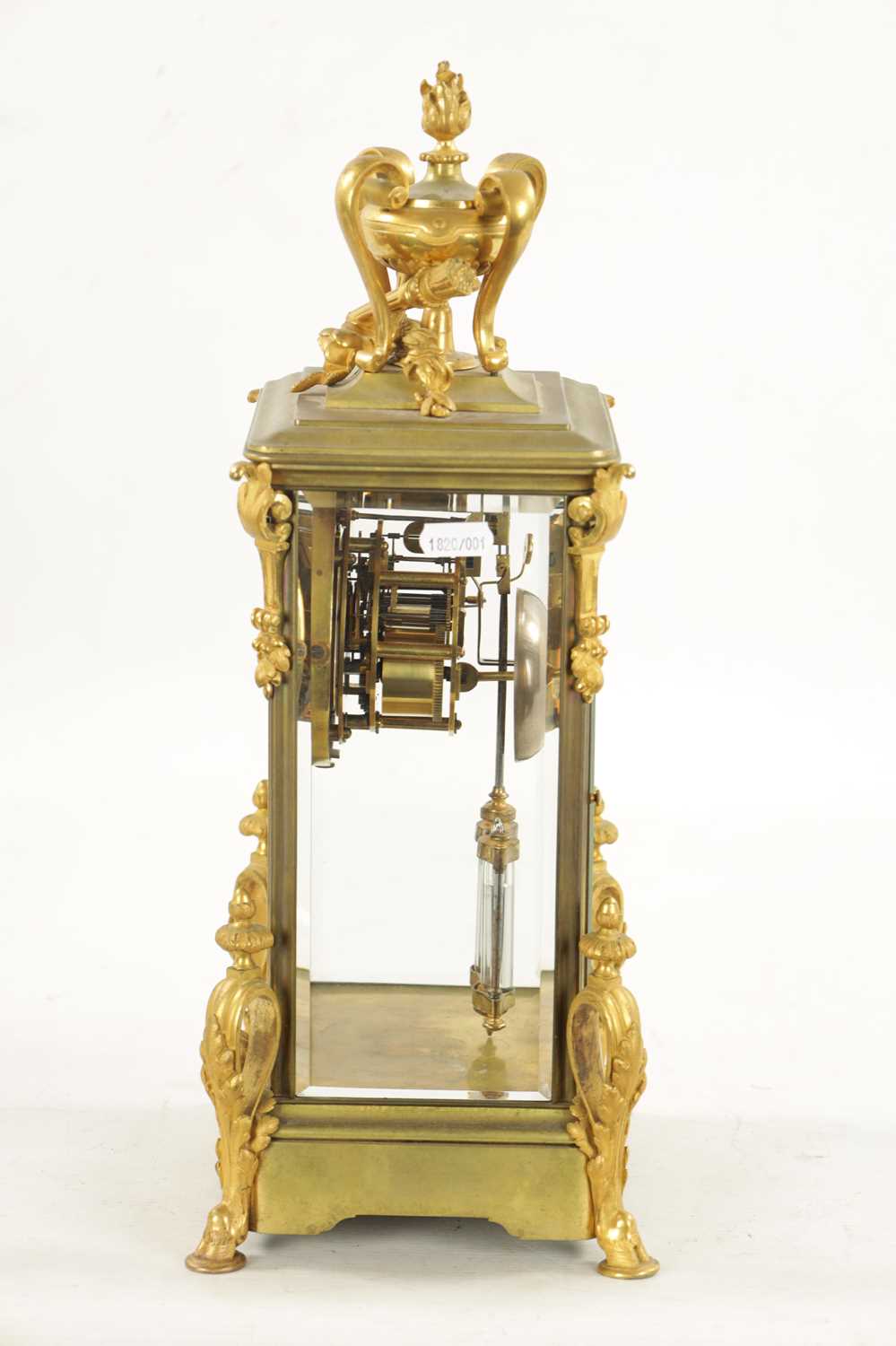 A LATE 19TH CENTURY FRENCH GILT BRASS FOUR-GLASS MANTEL CLOCK - Image 5 of 10