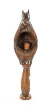 A 19TH CNEUTRY CARVED FRUITWOOD TREEN NUTCRACKER