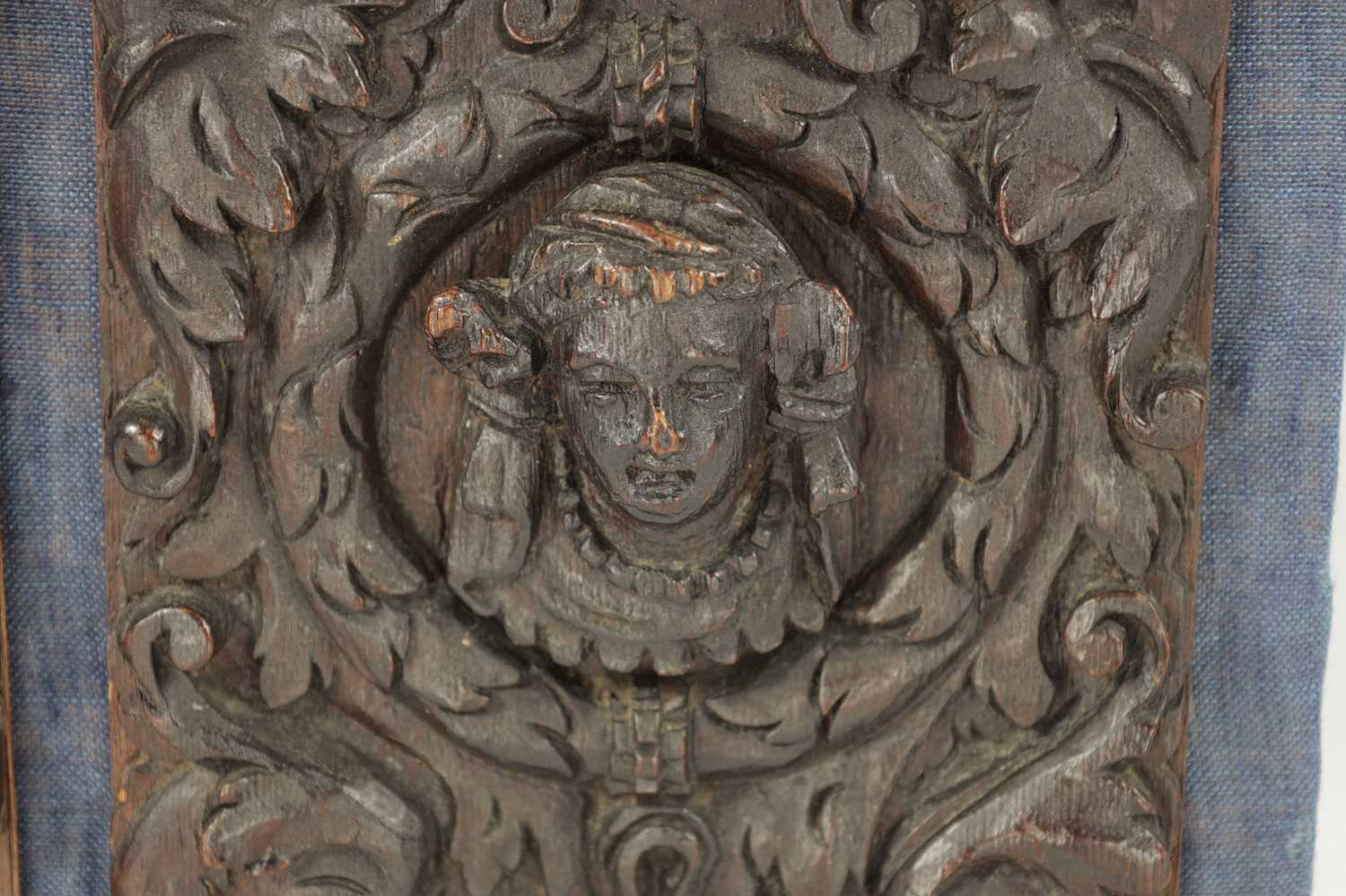 TWO 17TH CENTURY CARVED OAK MASKED PANELS - Image 4 of 5