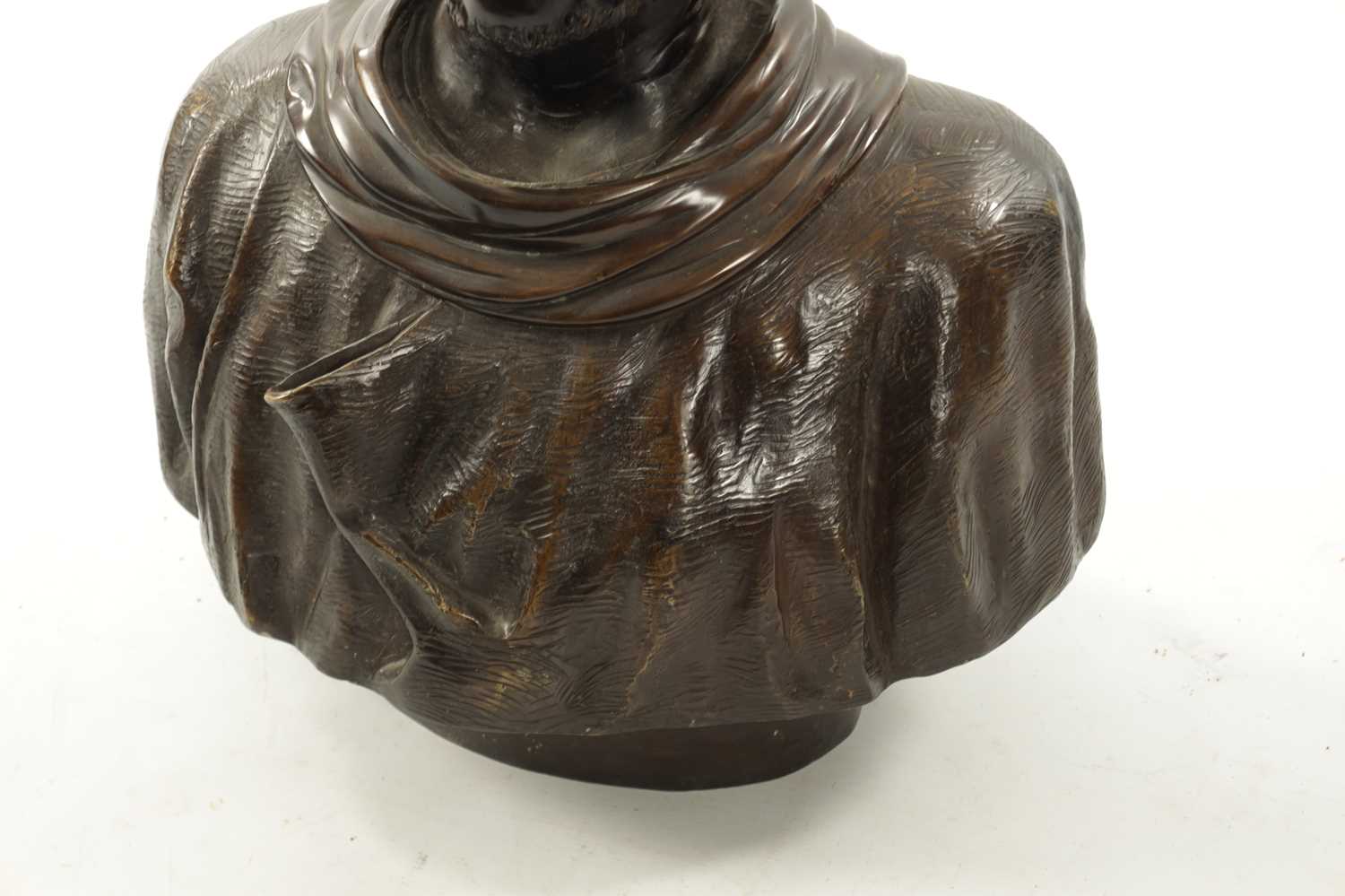 A LIFE SIZE PATINATED BRONZE BUST OF TURK - Image 3 of 5