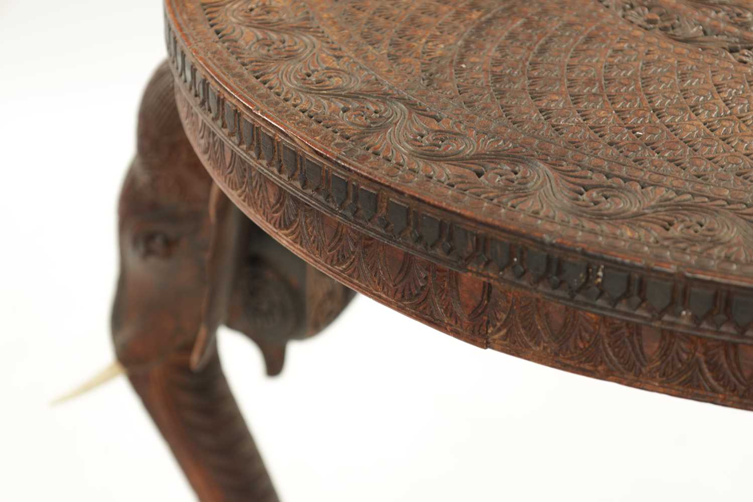 A 19TH CENTURY INDIAN CARVED HARDWOOD OCCASIONAL TABLE - Image 6 of 6