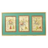 A SET OF THREE 19TH CENTURY INDIAN MOGUL WATERCOLOURS