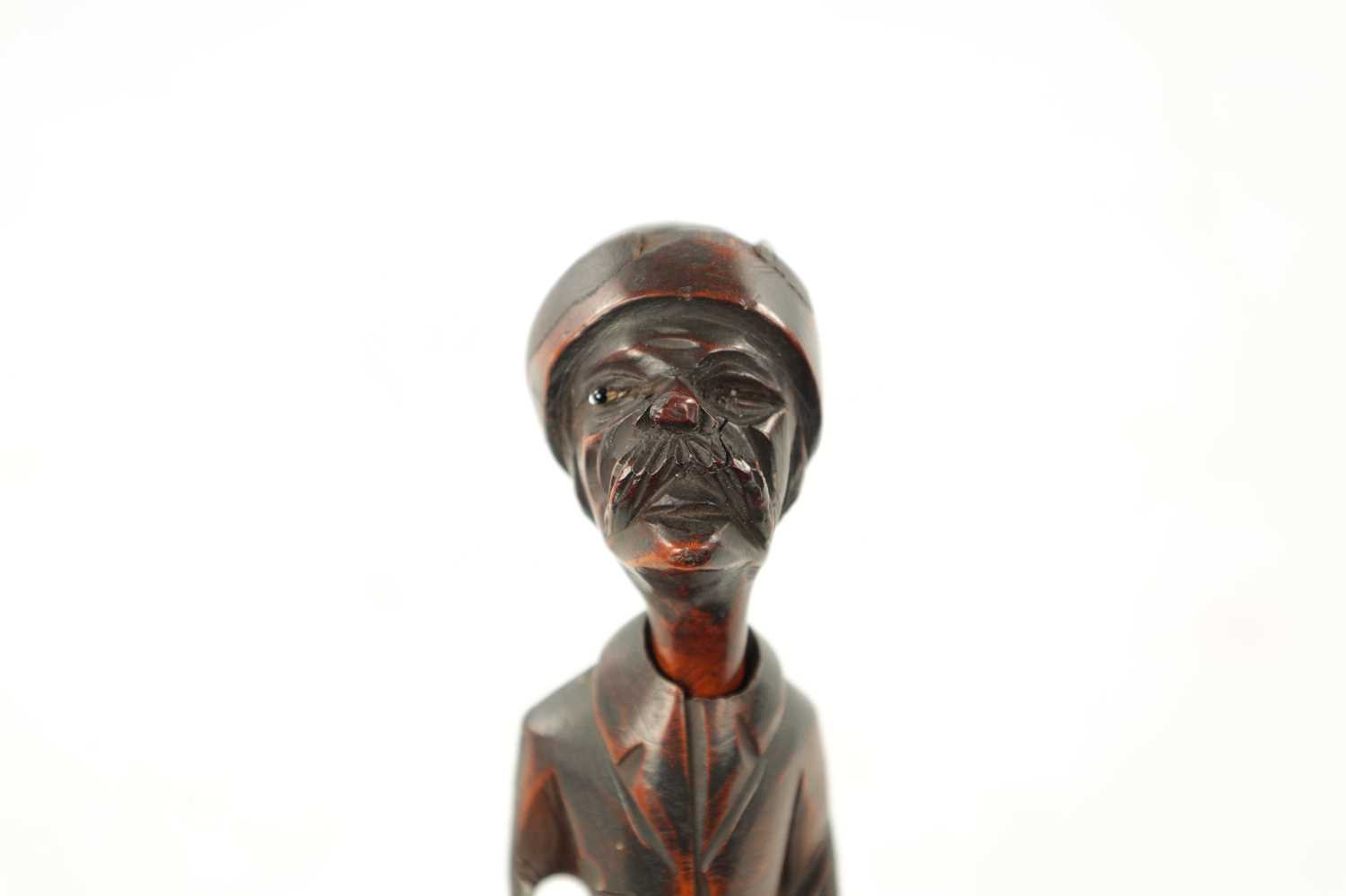A 19TH CENTURY CONTINENTAL CARVED FRUITWOOD FIGURAL PIPE AND STAND - Image 2 of 6