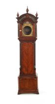 A RARE 18TH CENTURY MAHOGANY POCKET WATCH HOLDER FORMED AS A LIVERPOOL LONGCASE CLOCK