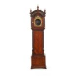 A RARE 18TH CENTURY MAHOGANY POCKET WATCH HOLDER FORMED AS A LIVERPOOL LONGCASE CLOCK