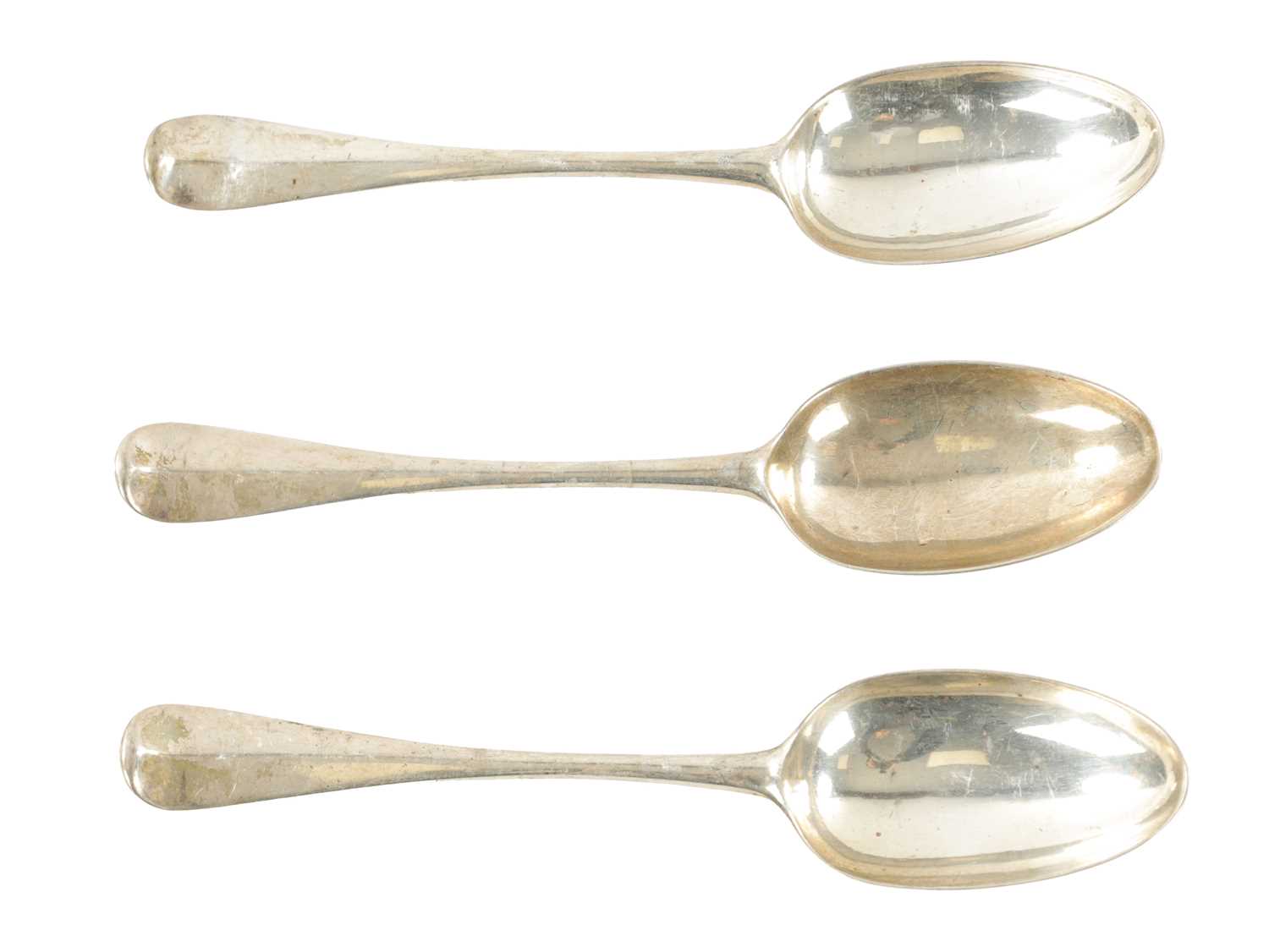 THREE GEORGE II SCOTTISH SILVER TABLESPOONS