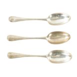 THREE GEORGE II SCOTTISH SILVER TABLESPOONS