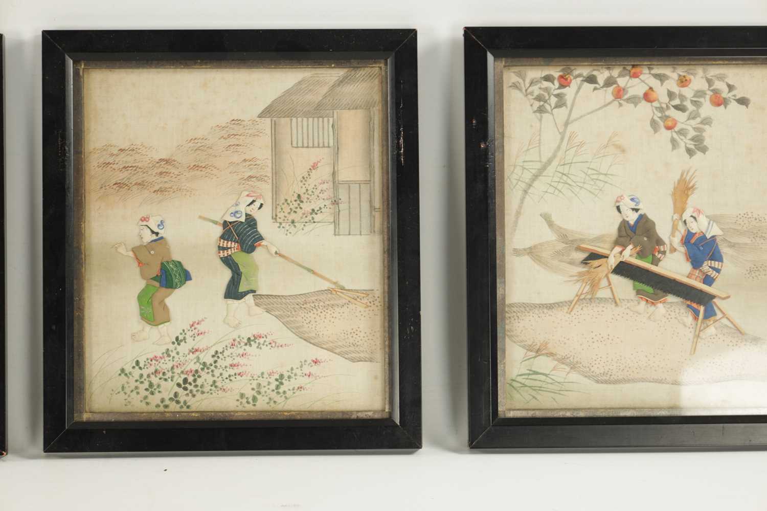 A SET OF SIX 19TH CENTURY CHINESE SILKWORK PANELS - Image 5 of 10