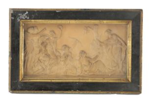 A 19TH CENTURY TERRACOTTA RECTANGULAR PLAQUE