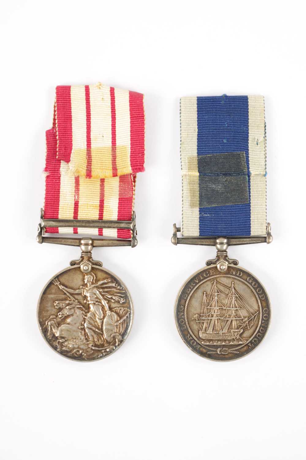 A GEORGE VI NAVAL GENERAL SERVICE MEDAL WITH PALESTINE 1936-1939 CLAPS AND ROYAL NAVY LONG SERVICE - Image 6 of 8