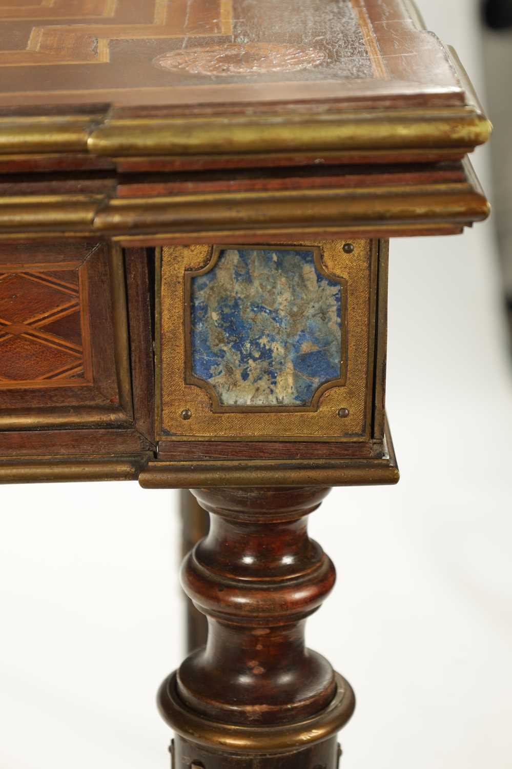 A 19TH CENTURY WALNUT AND ROSEWOOD MARQUETRY INLAID FRENCH CARD TABLE - Image 2 of 7