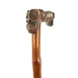 A RARE TWO HEADED GROTESQUE 19TH CENTURY AFRICAN WALKING STICK