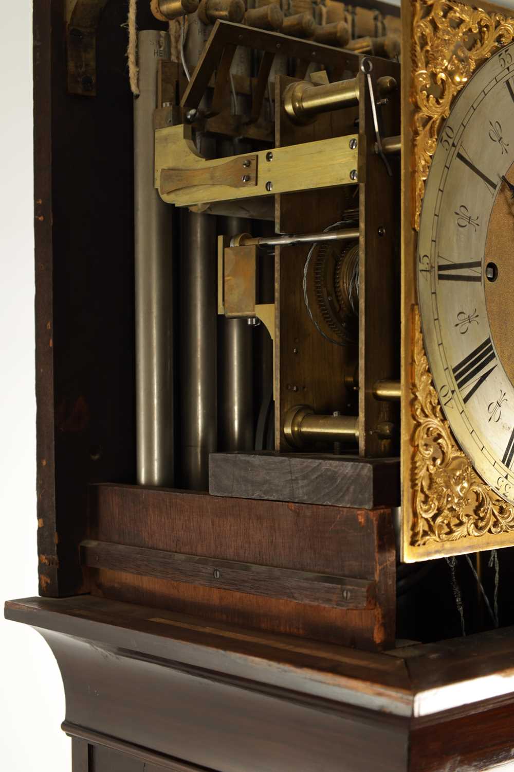 MAPLE AND CO, LONDON. A LATE NINETEENTH CENTURY THREE TRAIN MUSICAL LONGCASE CLOCK, IN THE SHERATON - Image 5 of 24