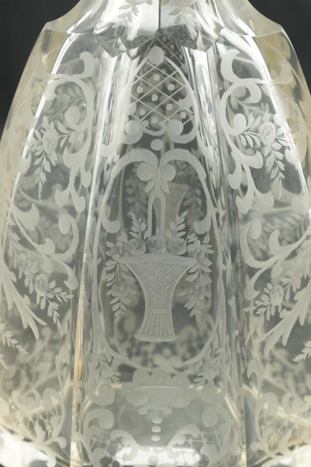 A NEAR PAIR OF 19TH CENTURY SILVER TOPPED CUT GLASS DECANTERS - Image 3 of 11
