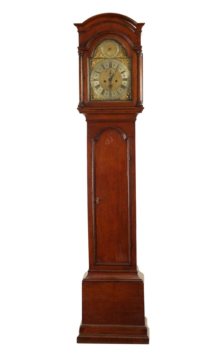 HINDLEY, YORK. A GEORGE II EIGHT DAY OAK CASED LONGCASE CLOCK