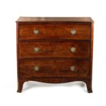 AN UNUSUAL LATE GEORGIAN FIGURED MAHOGANY INVERTED BOW FRONT CHEST OF DRAWERS