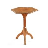 AN EARLY 20TH CENTURY AESTHETIC PERIOD OCTAGONAL PUGINESQUE INLAID OAK OCCASIONAL TABLE