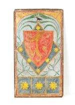 A 17TH CENTURY PAINTED OAK PANEL