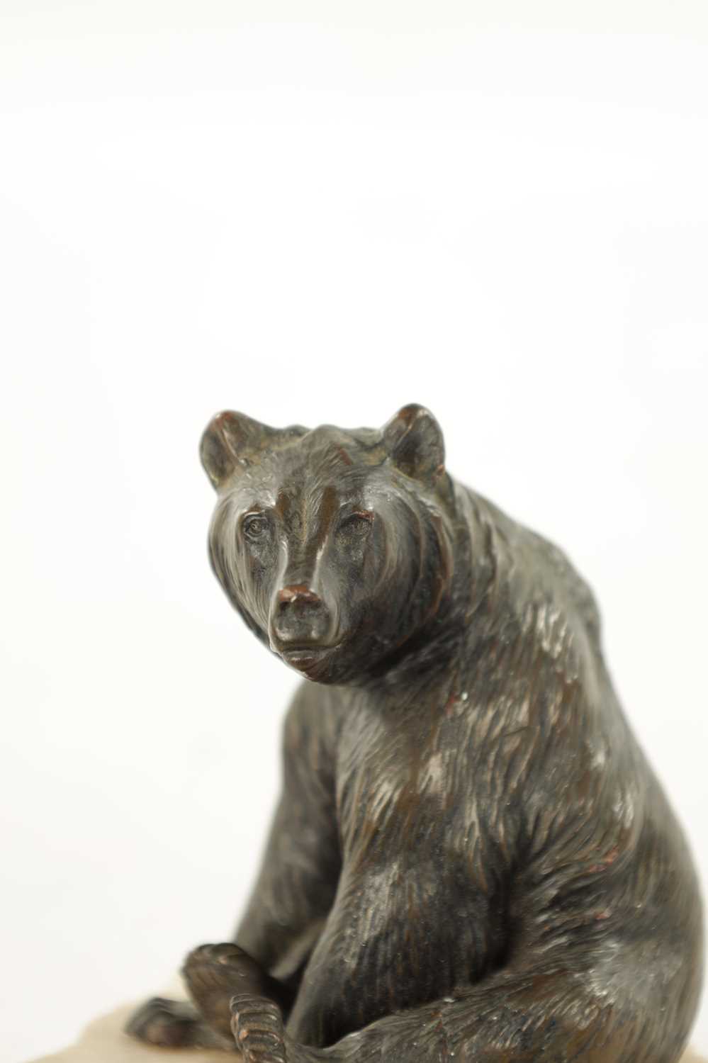 A 19TH CENTURY FILLED BRONZE BEAR ON MARBLE BASE POSSIBLY RUSSIAN - Image 3 of 4