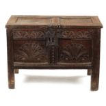 A GOOD SMALL LATE 17TH CENTURY OAK PANELLED COFFER