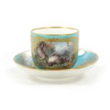 A FINE LATE 18TH / 19TH CENTURY SEVRES PORCELAIN CUP AND SAUCER