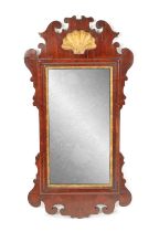 A SMALL 18TH CENTURY WALNUT HANGING MIRROR