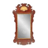 A SMALL 18TH CENTURY WALNUT HANGING MIRROR