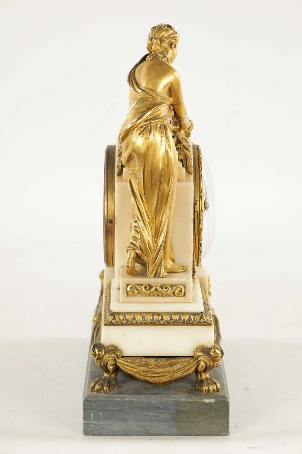 CHARLES LEROY, A PARIS. A FRENCH LOUIS XVI ORMOLU AND MARBLE FIGURAL MANTEL CLOCK - Image 7 of 11