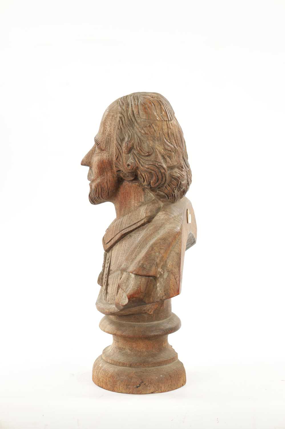 A LATE 19TH CENTURY CARVED WOODEN BUST OF SHAKESPEARE - Image 5 of 8