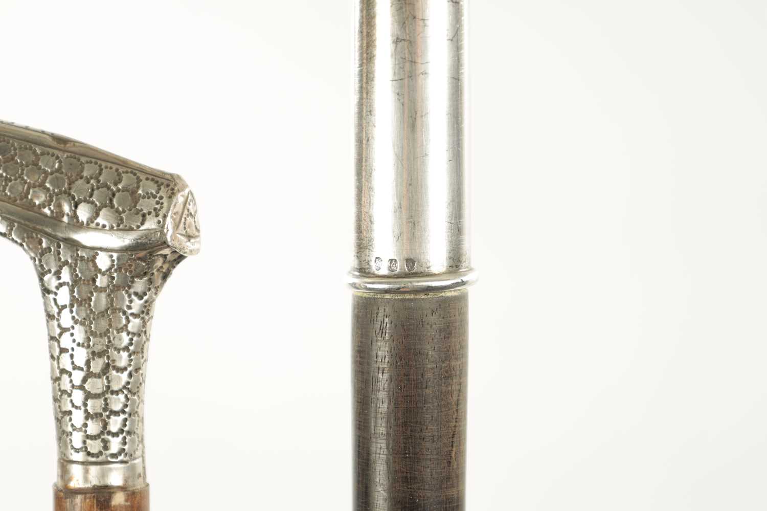 A COLLECTION OF THREE LATE 19TH CENTURY SILVER TOPPED WALKING STICKS - Image 2 of 5