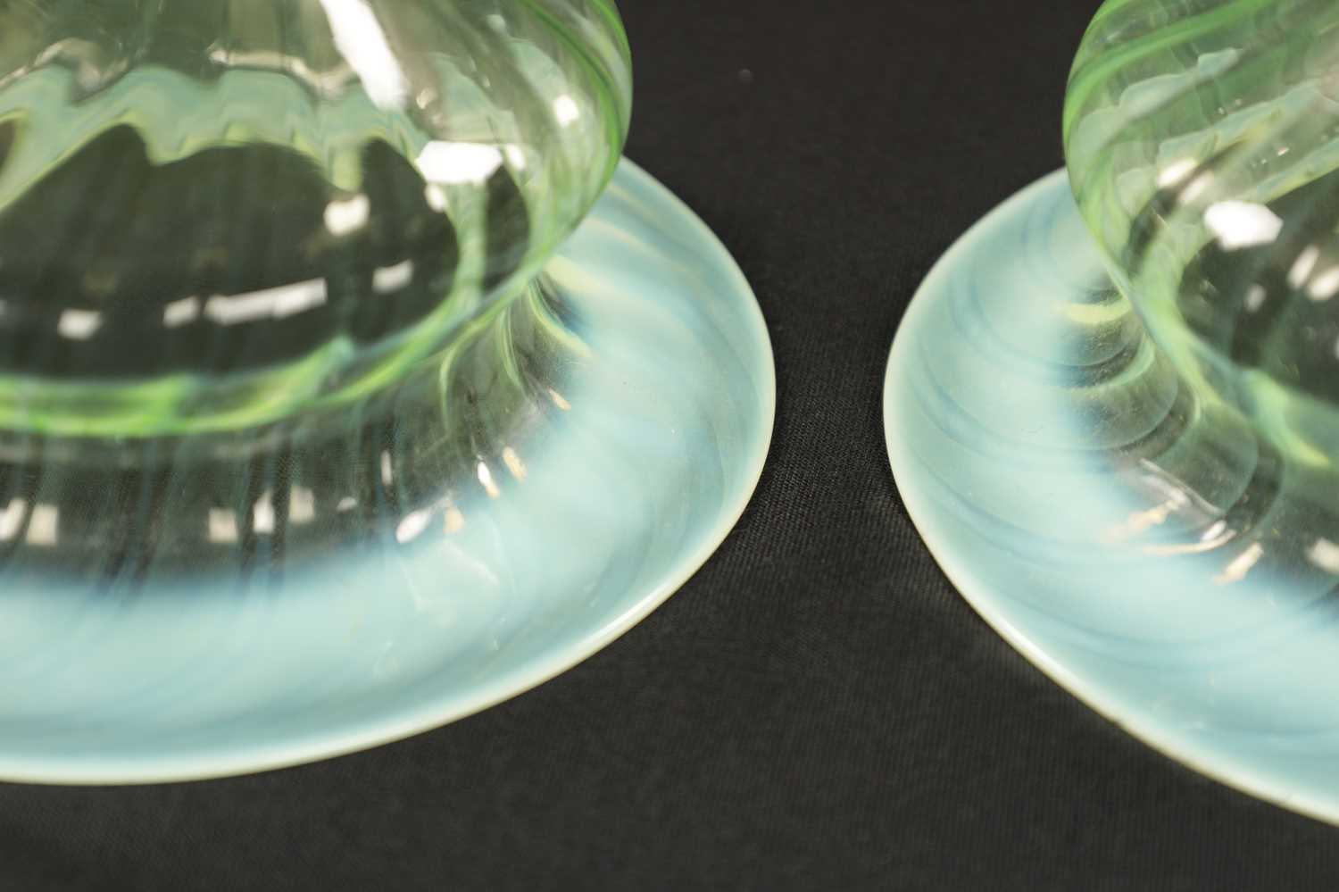 A SET OF THREE 19TH CENTURY VASELINE GLASS SHADES - Image 3 of 12