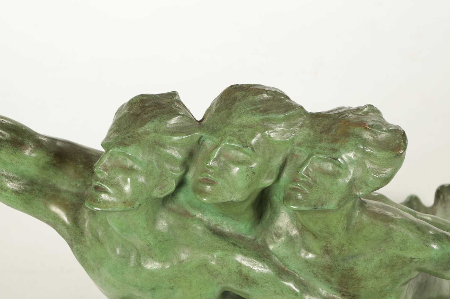 EUGENE CANNEEL (BELGIAN, BORN 1882). AN EARLY 20TH CENTURY PATINATED GREEN BRONZE SCULPTURE - Image 2 of 5