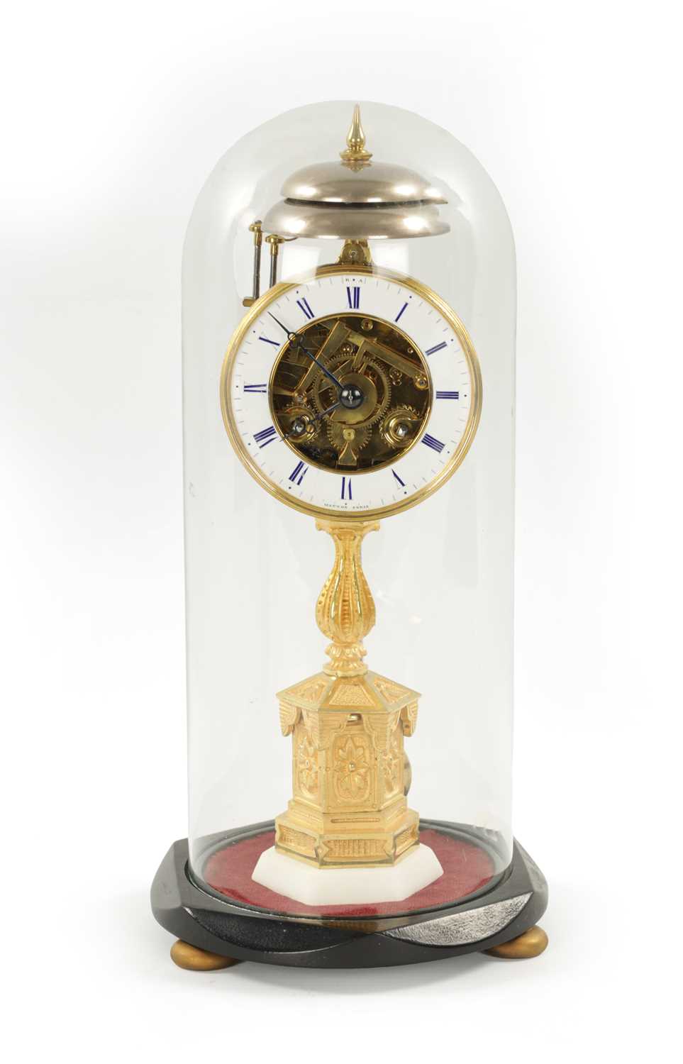 A 19TH CENTURY FRENCH ORMOLU AND WHITE MARBLE QUARTER CHIMING MANTEL CLOCK
