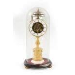 A 19TH CENTURY FRENCH ORMOLU AND WHITE MARBLE QUARTER CHIMING MANTEL CLOCK