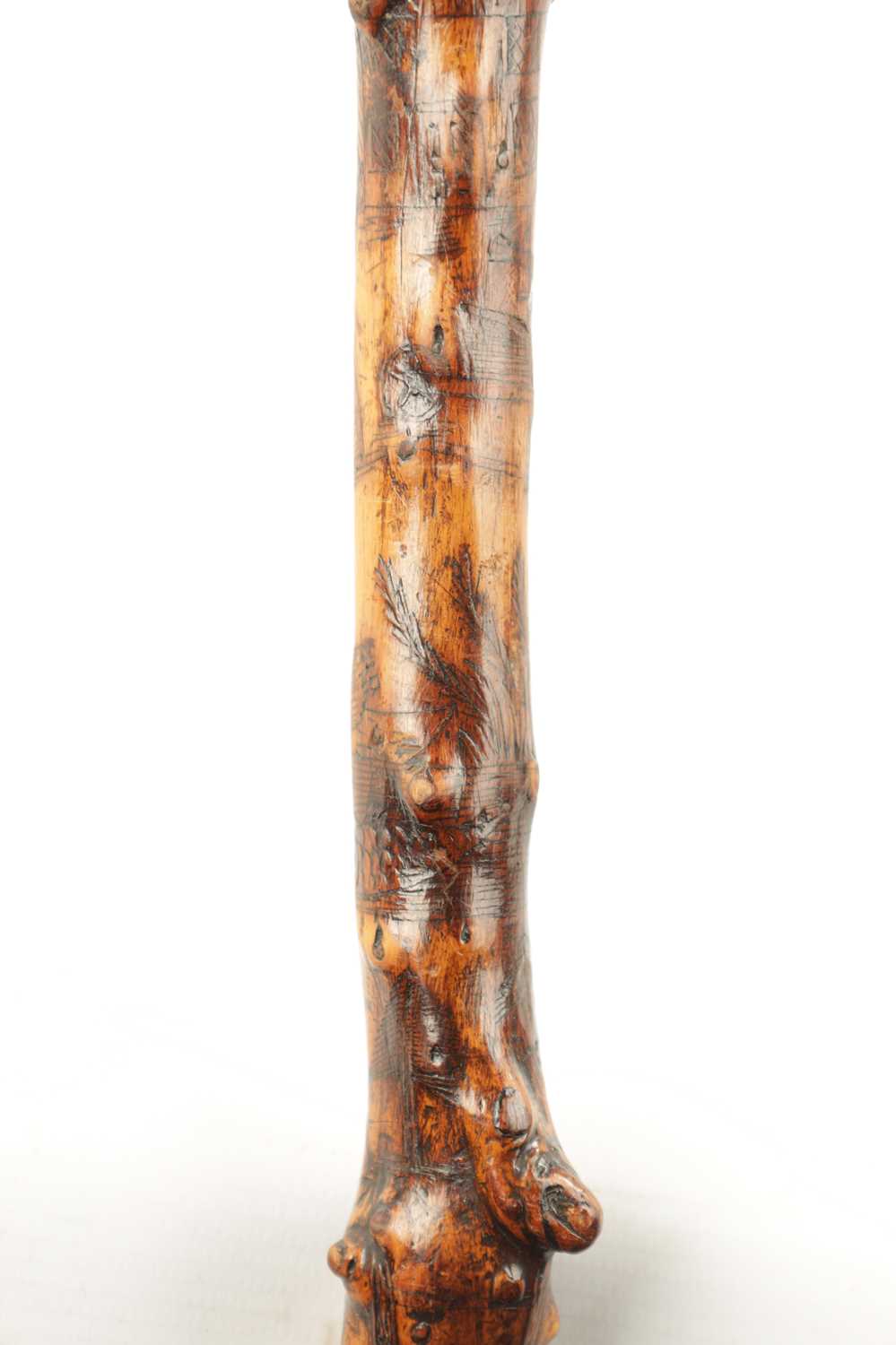 A RARE VICTORIAN FOLK ART CARVED HAWTHORN WALKING STICK DATED 1860 - Image 4 of 7