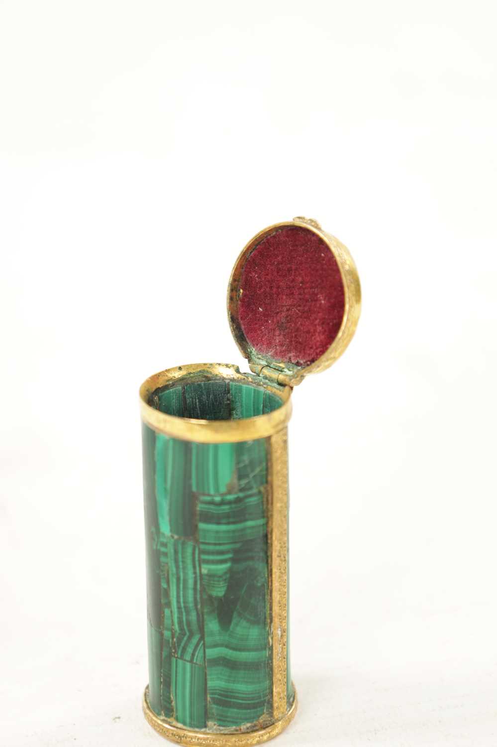 A 19TH CENTURY ORMOLU MOUNTED MALACHITE LIDDED CANNISTER - Image 3 of 4