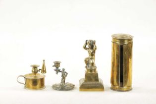 FOUR PIECES OF 19TH CENTURY BRASSWARE