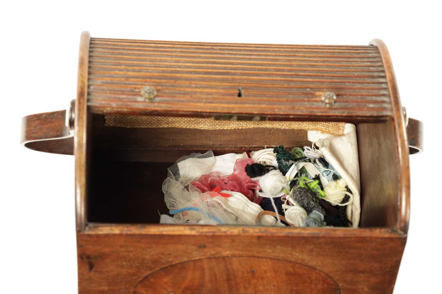 A REGENCY MAHOGANY TAMBOUR TOP SEWING BOX ON STAND - Image 3 of 5