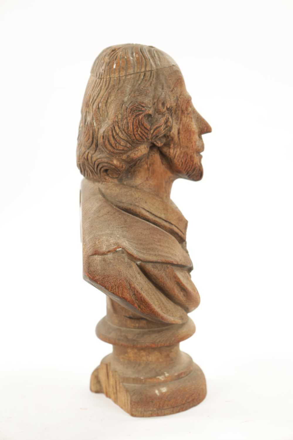 A LATE 19TH CENTURY CARVED WOODEN BUST OF SHAKESPEARE - Image 8 of 8