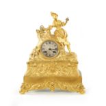A MID 19TH CENTURY FRENCH ORMOLU FIGURAL MANTEL CLOCK