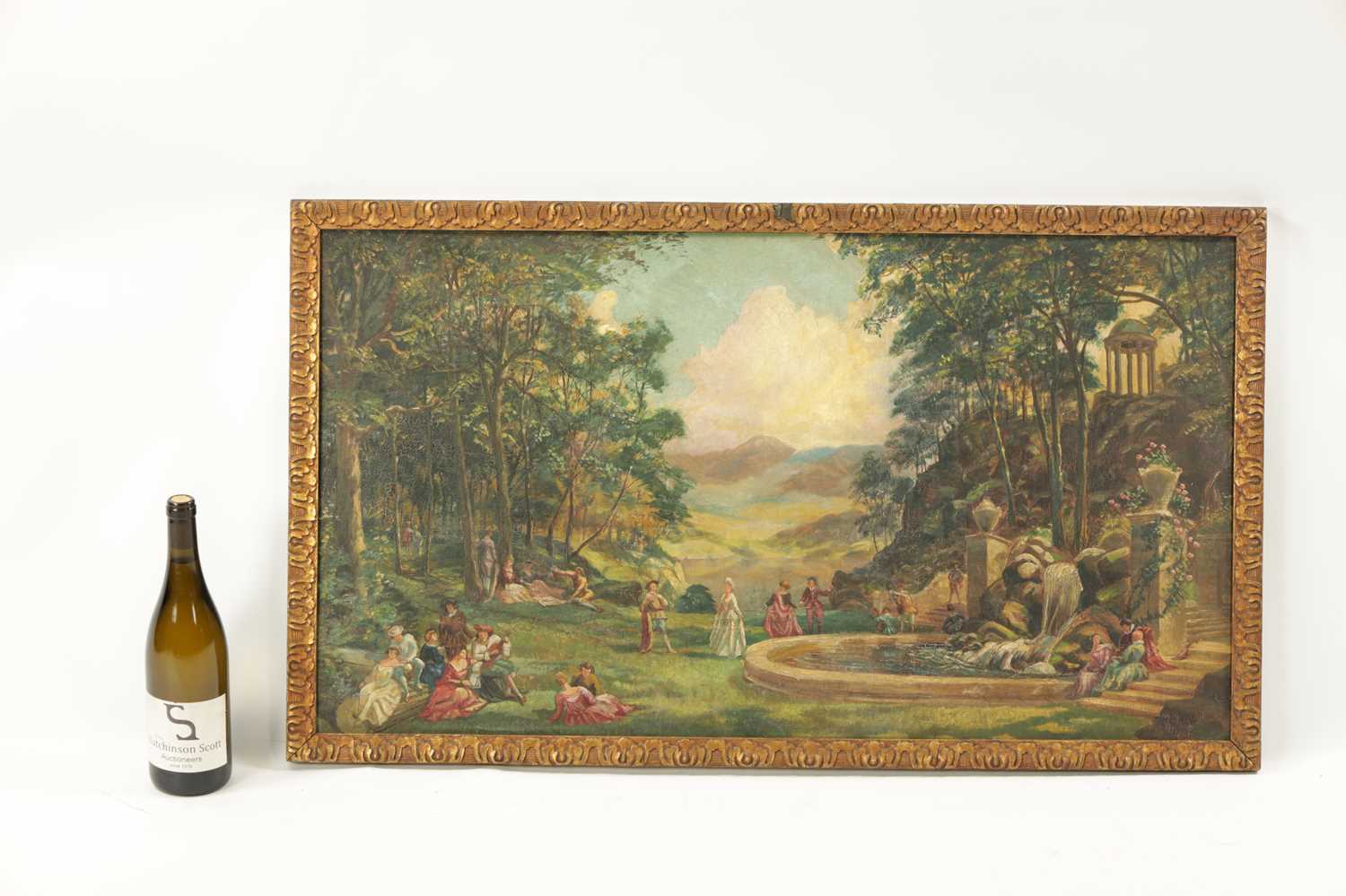 A EDWARDIAN OIL ON PANEL DEPICTING LADIES AND GENTLEMAN IN A GARDEN SETTING - Image 2 of 5