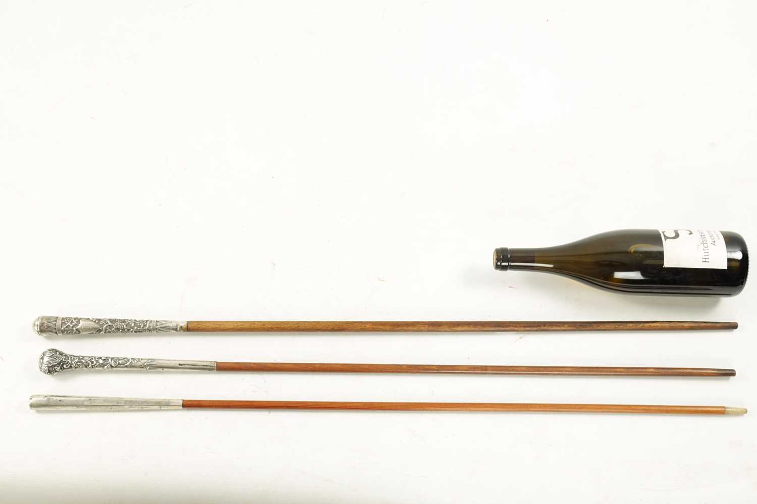 A COLLECTION OF THREE 19TH CENTURY LONG HANDLED SILVER TOPPED WALKING STICKS - Image 6 of 7