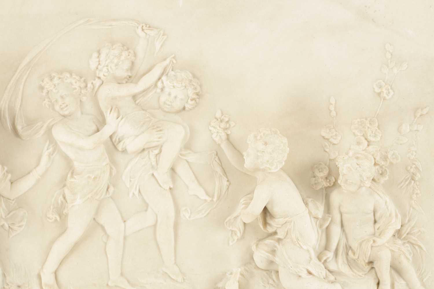 A LATE 19TH CENTURY CAST COMPOSITE WHITE MARBLE CLASSICAL PLAQUE BY J. P. MYERS DATED 1882 - Image 3 of 7