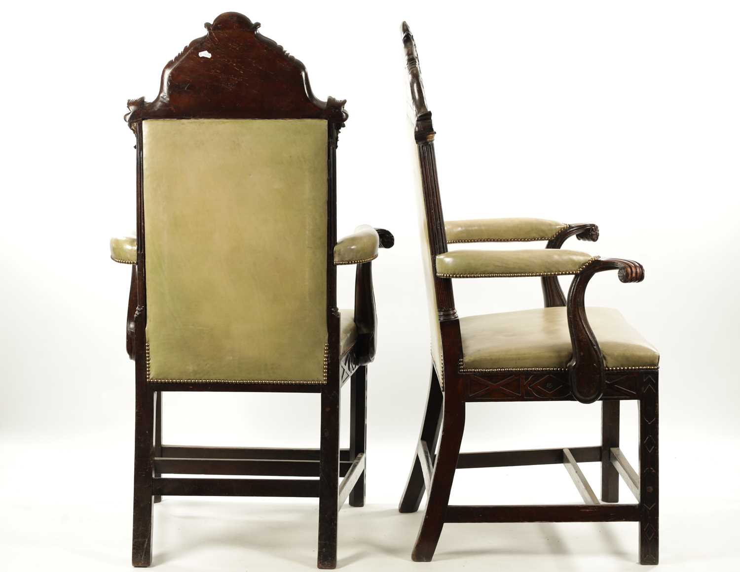 AN IMPORTANT PAIR OF GEORGE III CHIPPENDALE MASONIC OVER-SIZED ARMCHAIRS - Image 3 of 7