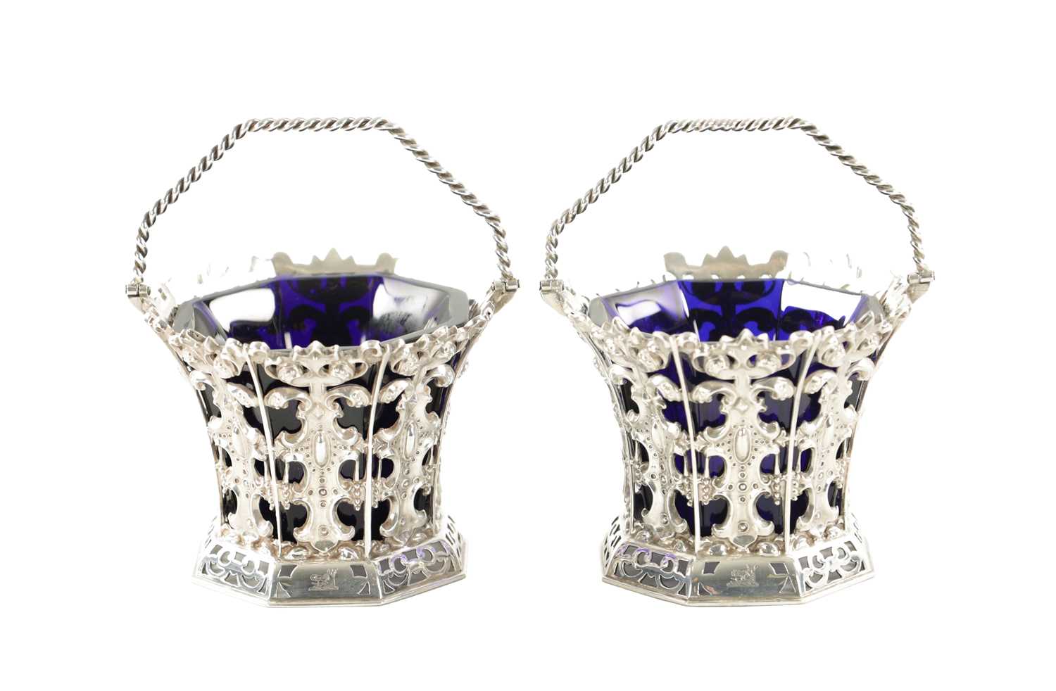 A PAIR OF MID 19TH CENTURY SILVER SWEET BASKETS