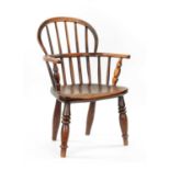 AN 18TH CENTURY ASH AND ELM CHILDS WINDSOR CHAIR