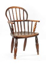 AN 18TH CENTURY ASH AND ELM CHILDS WINDSOR CHAIR