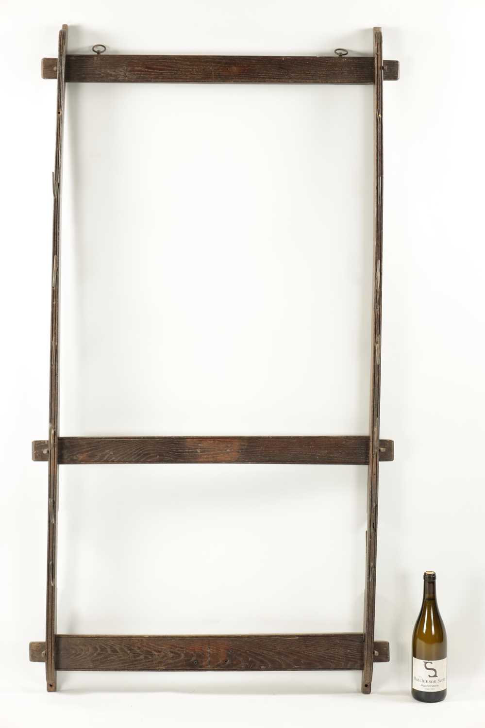 AN 18THN CENTURY OAK WALL HANGING WHIP RACK - Image 2 of 6