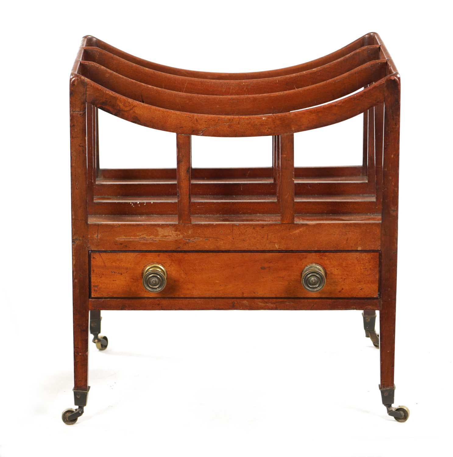 A REGENCY MAHOGANY THREE DIVISION CANTERBURY