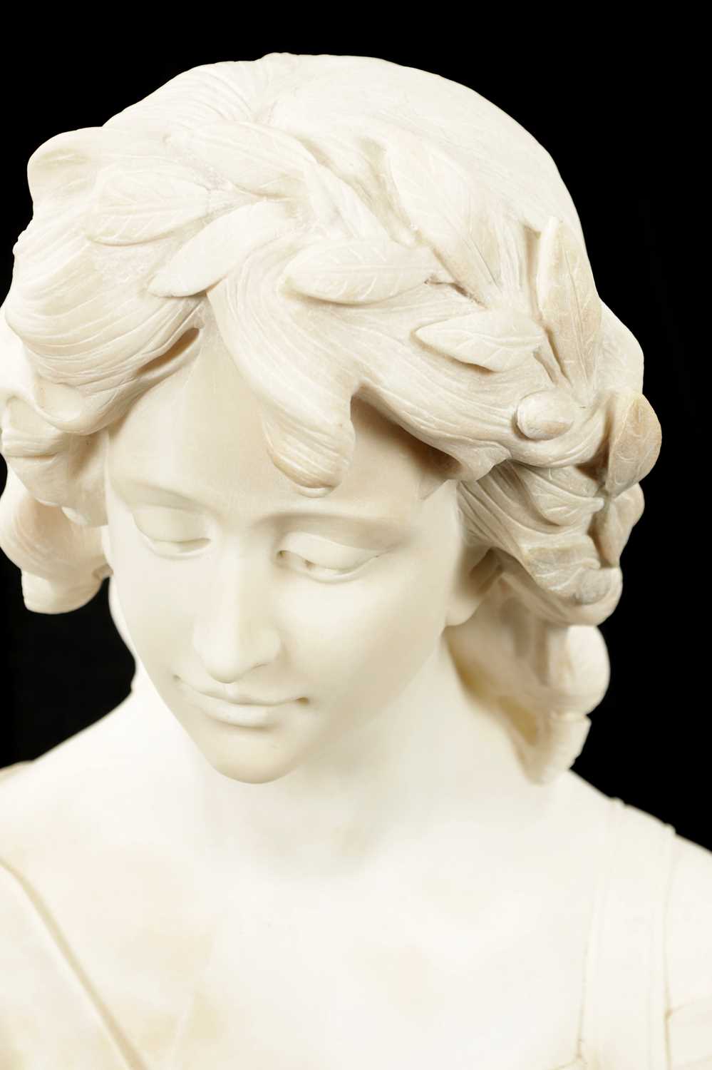 A LATE 19TH CENTURY ALABASTER BUST OF A YOUNG LADY SIGNED G. CAPELLI - Image 3 of 10